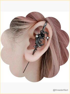 Gothic Moon Sword Earrings Punk Star Dangle Ear Hook Piercing Jewelry